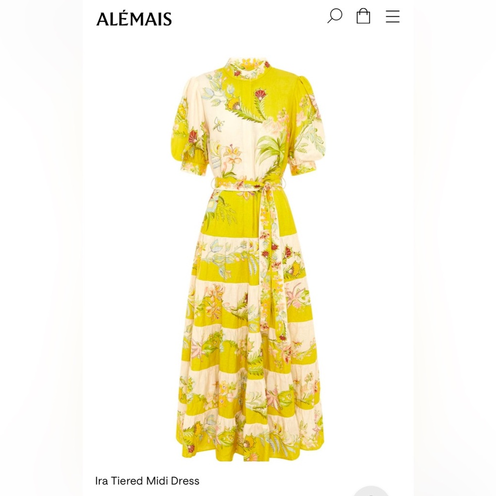 Alemais Ira Floral tiered Midi Dress US12 NWT